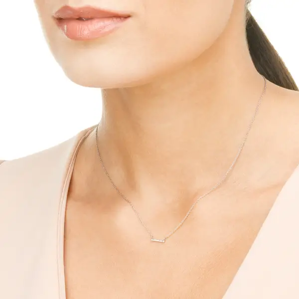 Leaf Jewelry Halskette Horizontal Bar, Diamant, 14 K Weißgold Wochenangebot