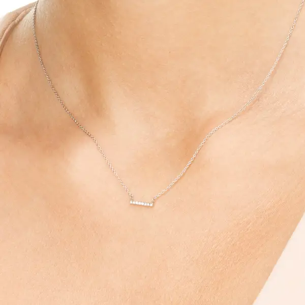 Leaf Jewelry Halskette Horizontal Bar, Diamant, 14 K Weißgold Wochenangebot