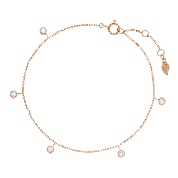 Leaf Jewelry Armkette "my first diamond" Charms, 14 K Rosegold Begrenzte Freigabe