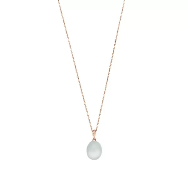 Leaf Jewelry Halskette Cabochon II, 14 K Rosegold, Sea Blue Chalzedon Letzte 3 Tage