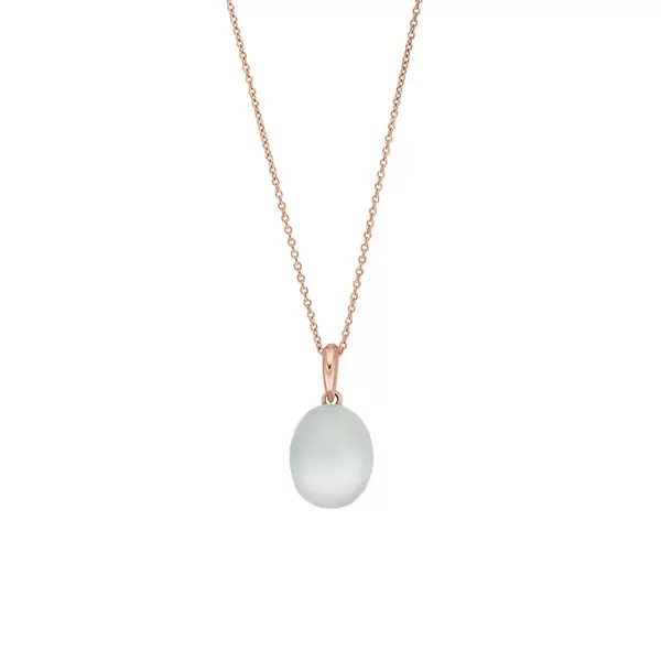 Leaf Jewelry Halskette Cabochon II, 14 K Rosegold, Sea Blue Chalzedon Letzte 3 Tage