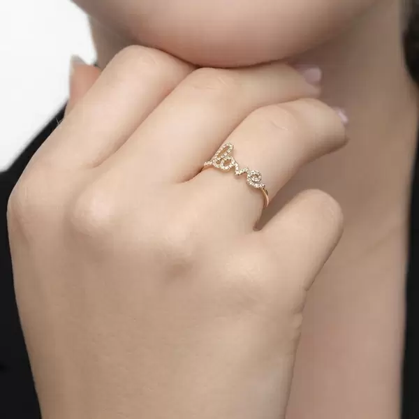 Leaf Jewelry Ring Love 18K Gelbgold mit Diamanten Bis zu 60% Rabatt