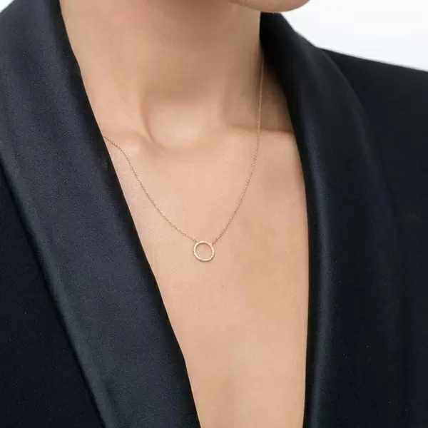 Leaf Jewelry Halskette Circle mit Diamanten, 18 K Gelbgold Bis zu 65% Rabatt