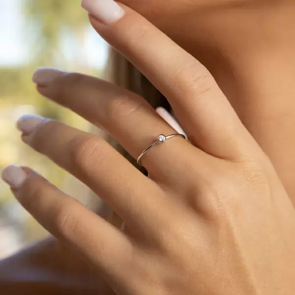 Leaf Jewelry Ring "my first diamond", 14 K Gelbgold Vierteljährliche Förderung