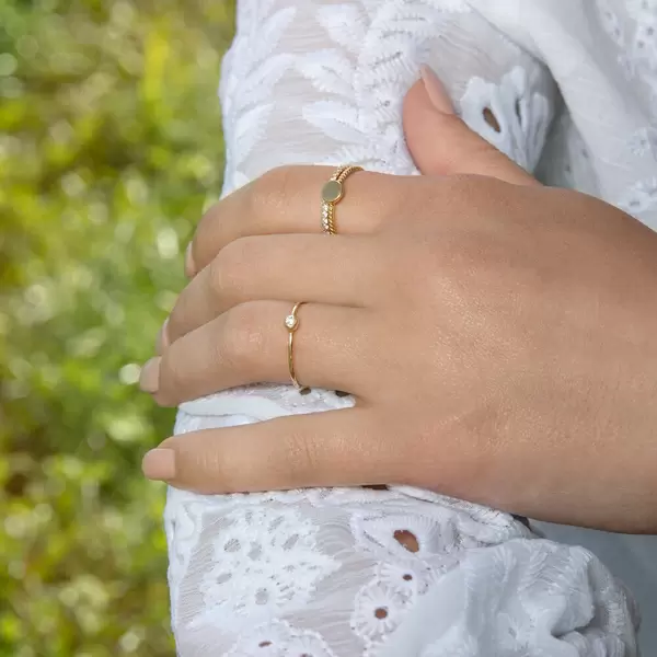 Leaf Jewelry Ring "my first diamond", 14 K Gelbgold Vierteljährliche Förderung