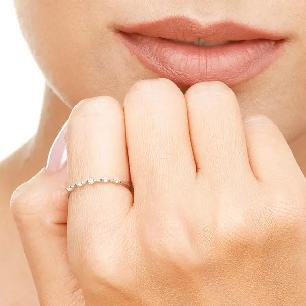 Leaf Jewelry Ring mit 5 Diamanten, 14K Weißgold Bis zu 55% Rabatt