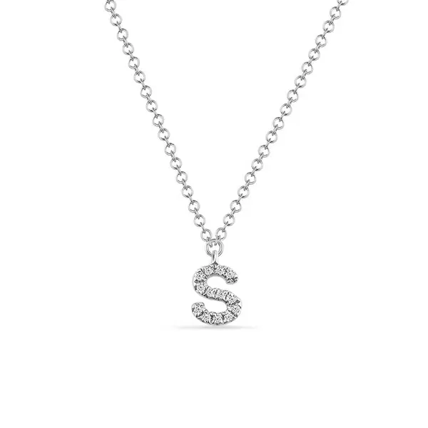 Leaf Jewelry Halskette Letter "S", 14 K Weißgold mit Diamanten Discount Store für neue Produkte