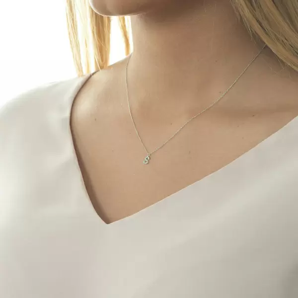Leaf Jewelry Halskette Letter "S", 14 K Weißgold mit Diamanten Discount Store für neue Produkte