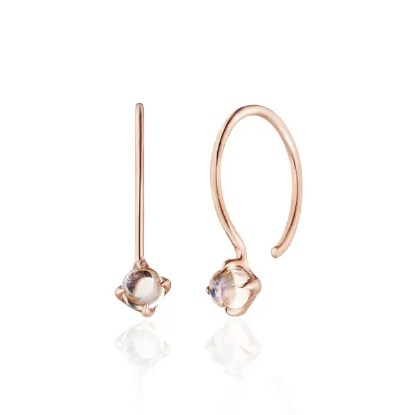 Leaf Jewelry Ohrringe Cabochon, Mondstein, 14 K Roségold Riesige Rabatte
