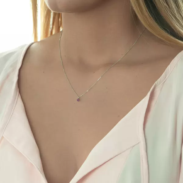 Leaf Jewelry Halskette Cabochon, Rubin, 14 K Weißgold 50% Rabatt mit kostenlosem Versand