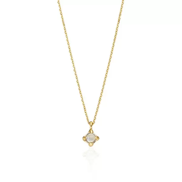Leaf Jewelry Halskette Cabochon, Mondstein, 14 K Gelbgold Clearance-Verkauf