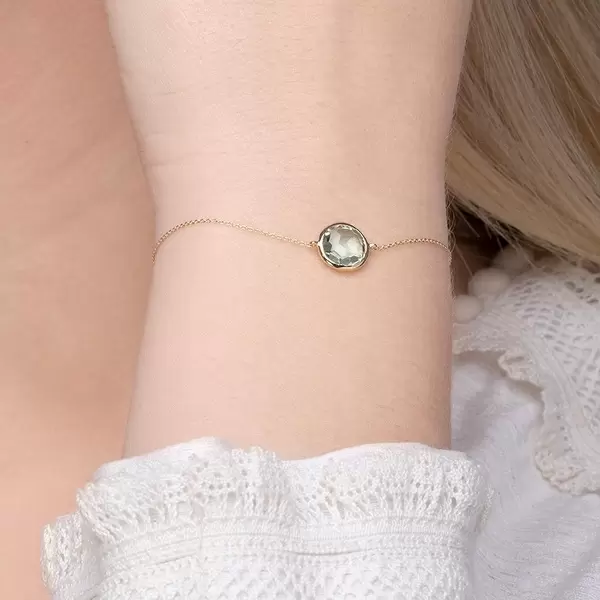 Leaf Jewelry Armkette Green Amethyst, 14 K Gelbgold Kostenloser Versand international