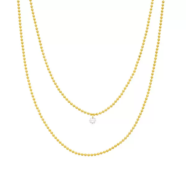 Leaf Jewelry Halskette Pure Double, Diamant, 14 K Gelbgold Fabrikladen