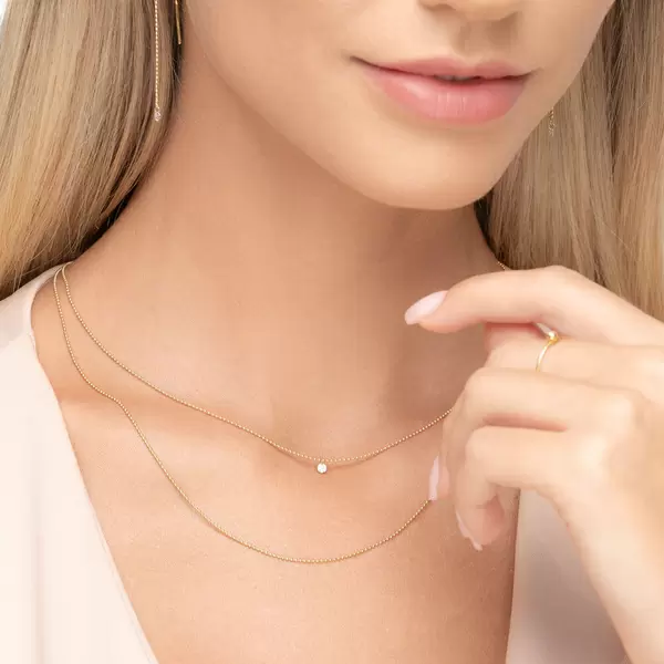 Leaf Jewelry Halskette Pure Double, Diamant, 14 K Gelbgold Fabrikladen