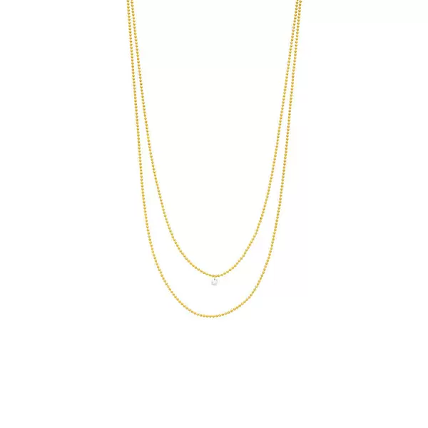 Leaf Jewelry Halskette Pure Double, Diamant, 14 K Gelbgold Fabrikladen