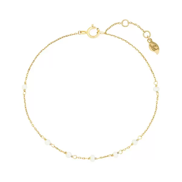 Leaf Jewelry Armkette White Pearls, 14 K Gelbgold Black Friday Preise