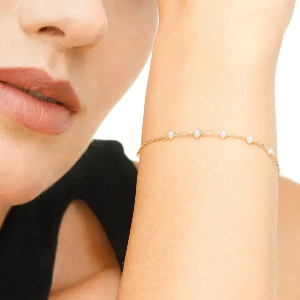 Leaf Jewelry Armkette White Pearls, 14 K Gelbgold Black Friday Preise