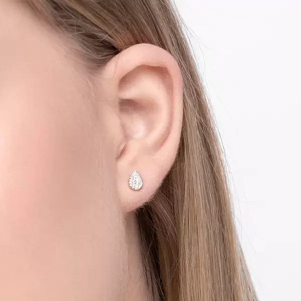 Leaf Jewelry Ohrstecker Drops mit Diamanten, 18 K Weißgold Im Verkauf