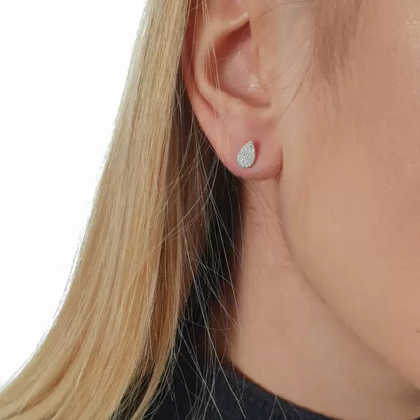 Leaf Jewelry Ohrstecker Drops mit Diamanten, 18 K Weißgold Im Verkauf