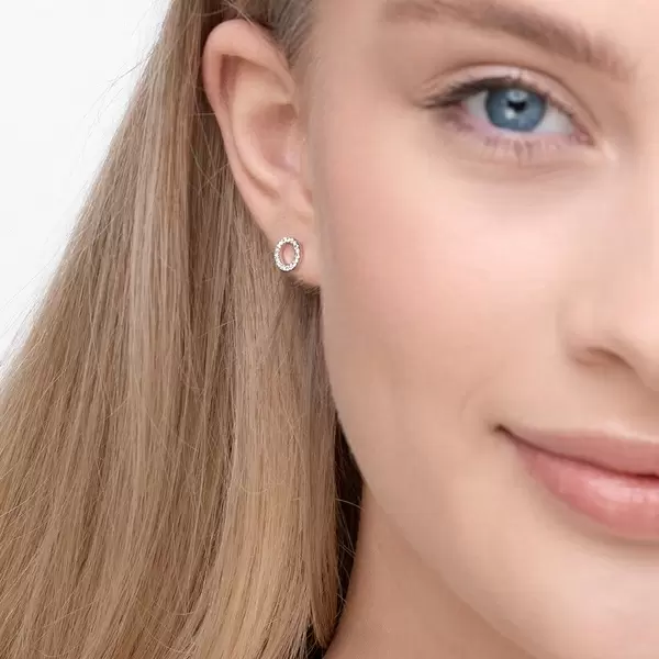 Leaf Jewelry Ohrringe Circle mit Diamanten, 18 K Weißgold 50% Rabatt für begrenzte Zeit