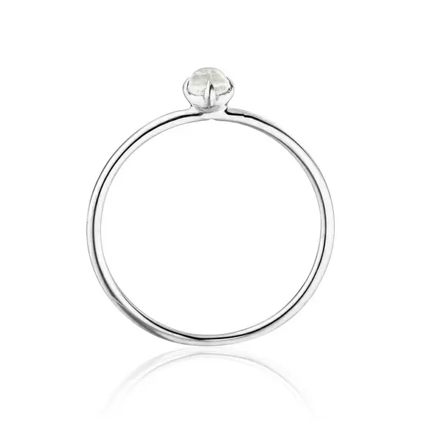 Leaf Jewelry Ring Cabochon, 14 K Weißgold, Mondstein Rabatte dieses Monats