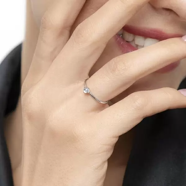 Leaf Jewelry Ring Cabochon, 14 K Weißgold, Mondstein Rabatte dieses Monats