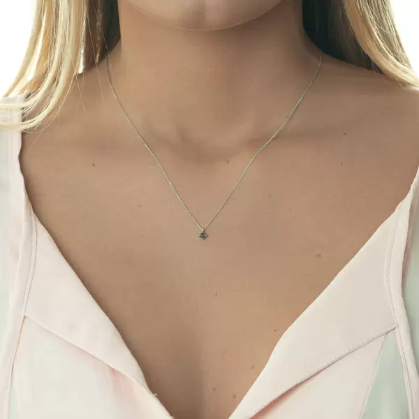 Leaf Jewelry Halskette Cabochon, Blauer Topas, 14 K Weißgold Online