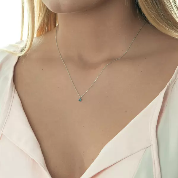 Leaf Jewelry Halskette Cabochon, Blauer Topas, 14 K Weißgold Online