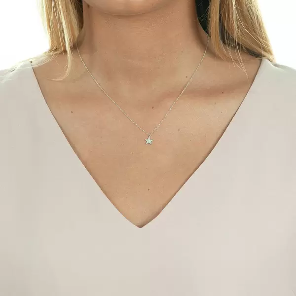 Leaf Jewelry Halskette Stern mit Diamanten, 18 K Weißgold Outlet