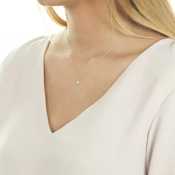 Leaf Jewelry Halskette Stern mit Diamanten, 18 K Weißgold Outlet