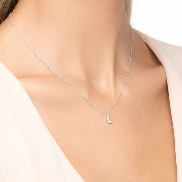 Leaf Jewelry Halskette Halbmond, 18 K Weißgold Angebote