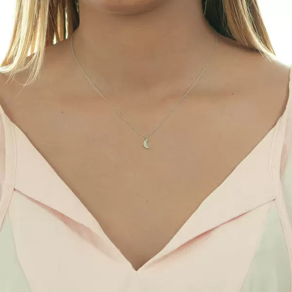 Leaf Jewelry Halskette Halbmond, 18 K Weißgold Angebote
