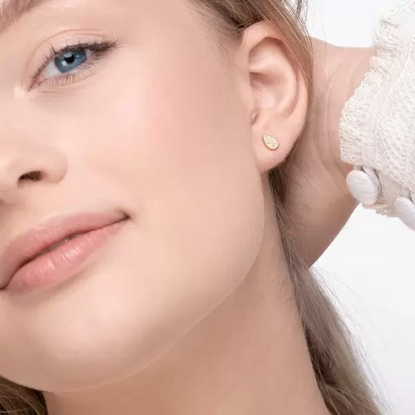 Leaf Jewelry Ohrstecker Drops mit Diamanten, 18 K Gelbgold im Angebot