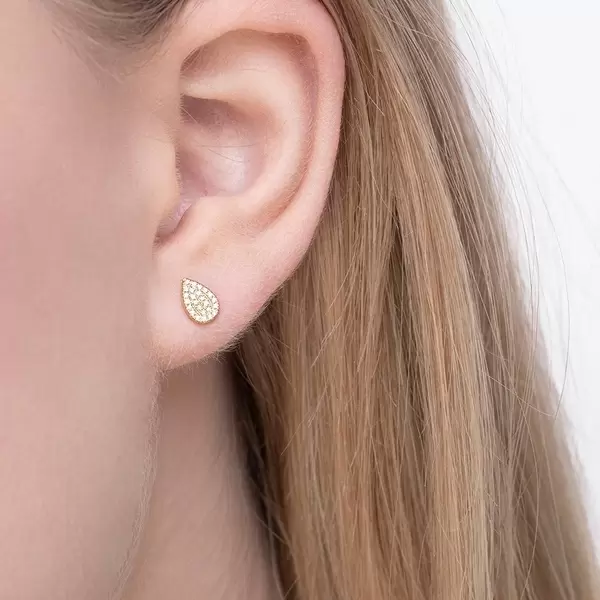 Leaf Jewelry Ohrstecker Drops mit Diamanten, 18 K Gelbgold im Angebot