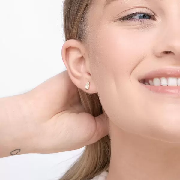 Leaf Jewelry Ohrstecker Drops mit Diamanten, 18 K Gelbgold im Angebot