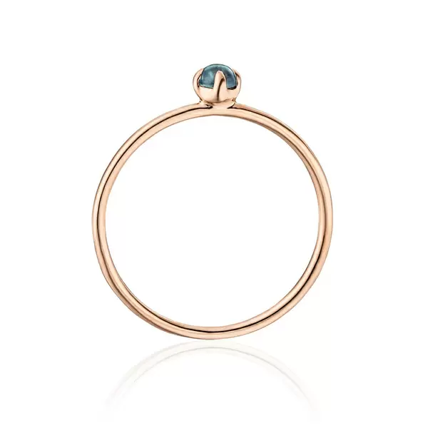 Leaf Jewelry Ring Cabochon, 14 K Roségold, Blauer Topas Schlussverkauf