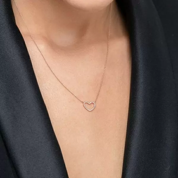 Leaf Jewelry Halskette Heart mit Diamanten, 18 K Roségold Günstiger Verkauf