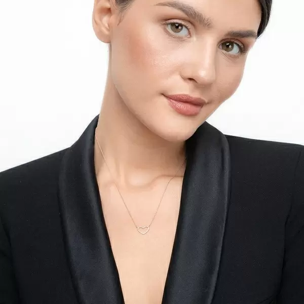 Leaf Jewelry Halskette Heart mit Diamanten, 18 K Roségold Günstiger Verkauf