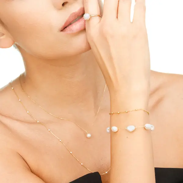 Leaf Jewelry Halskette Pearls, 14K Gelbgold Kostenloser Versand