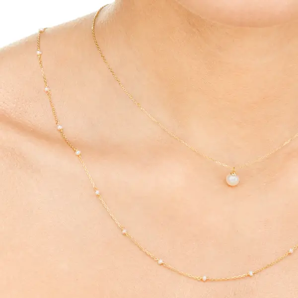 Leaf Jewelry Halskette Pearls, 14K Gelbgold Kostenloser Versand