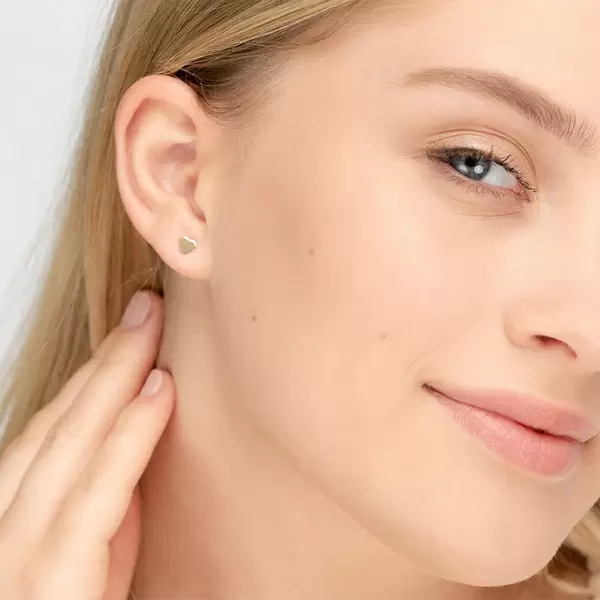 Leaf Jewelry Ohrstecker Herz, 14 K Gelbgold Versandkostenfrei