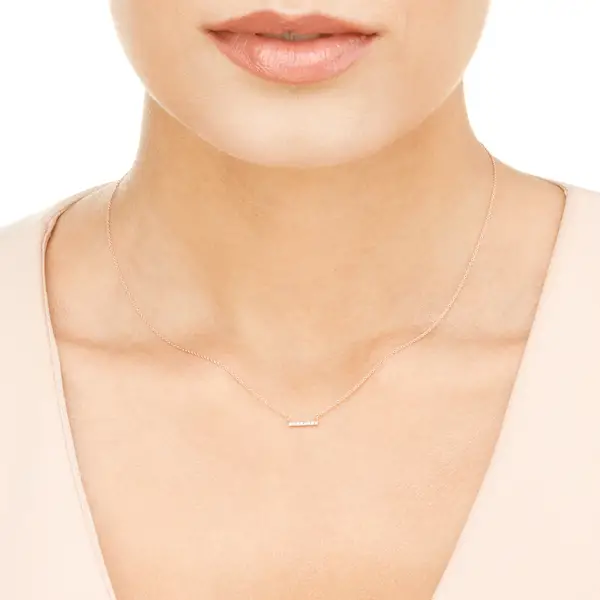 Leaf Jewelry Halskette Horizontal Bar, Diamant, 14 K Rosegold Preisnachlass