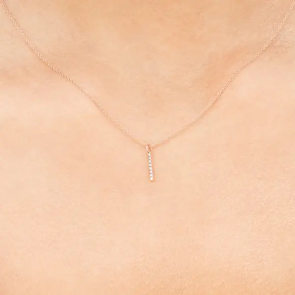 Leaf Jewelry Halskette Small Bar, Diamant, 14 K Rosegold Heißer Verkauf