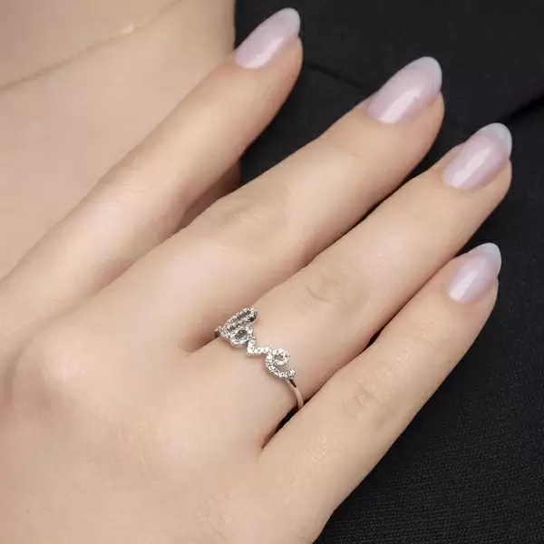 Leaf Jewelry Ring Love 18K Weissgold mit Diamanten Neueste Mode