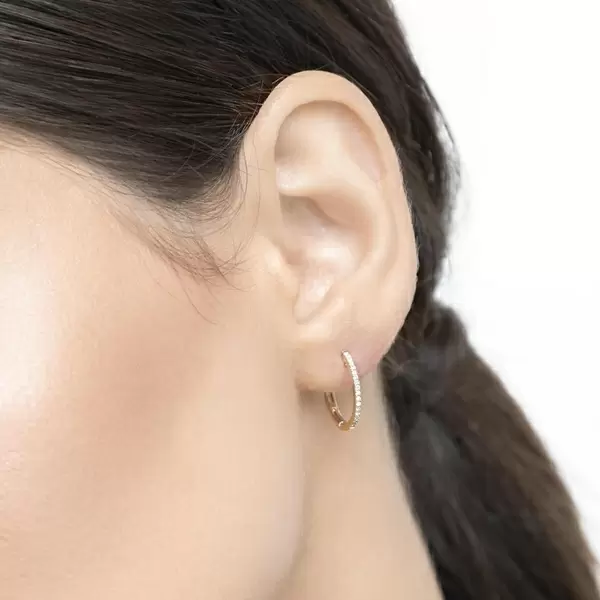 Leaf Jewelry Creole Circle S mit Diamanten, 15mm, 18 K Gelbgold Neuheiten