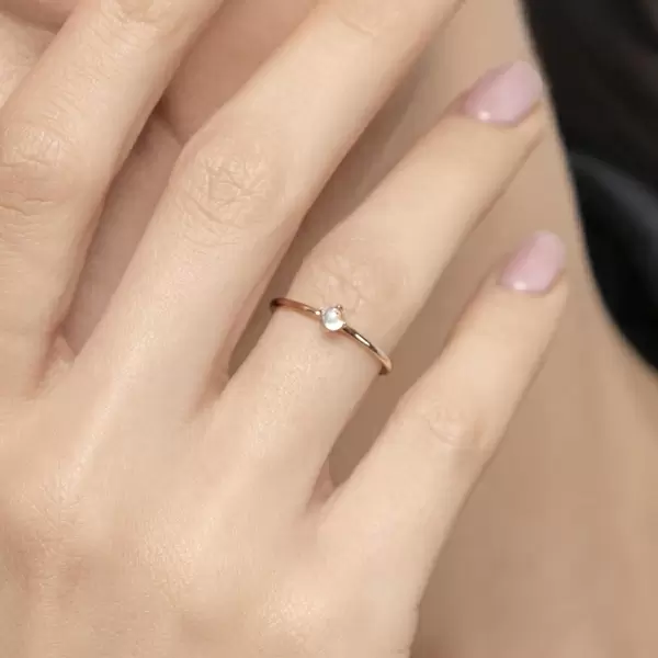 Leaf Jewelry Ring Cabochon, 14 K Rosegold, Mondstein Räumungsverkauf