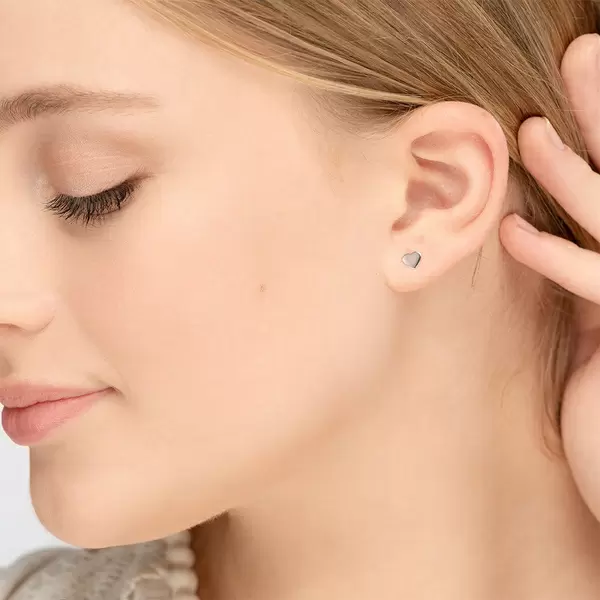 Leaf Jewelry Ohrstecker Herz, 14 K Weissgold Tägliche Deals