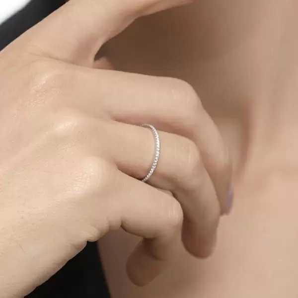 Leaf Jewelry Memoryring mit Diamanten, 18 K Weißgold VIP-Rabatte