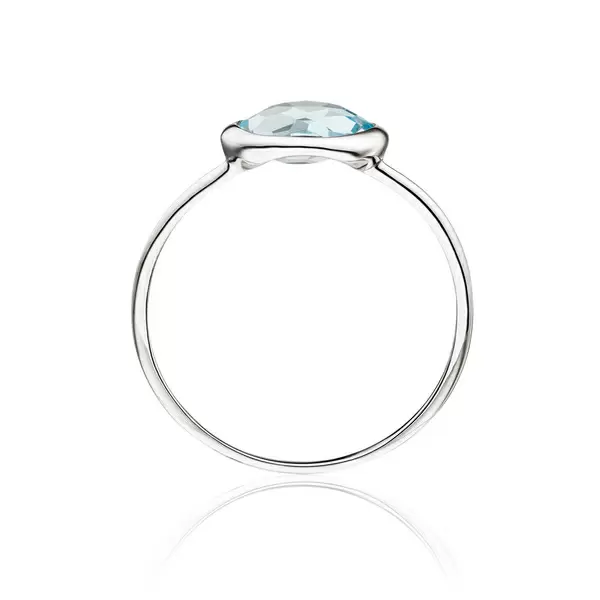 Leaf Jewelry Ring 14 K Weißgold, Blauer Topas Tiefpreis
