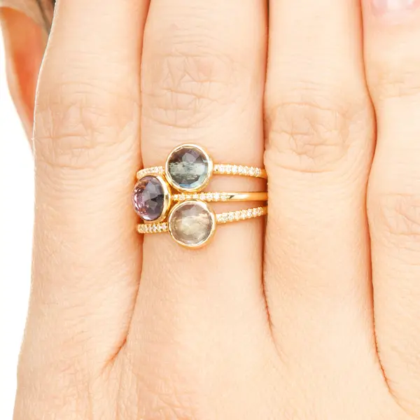 Leaf Jewelry Ring Amethyst mit Diamanten, 14K Gelbgold Wochenangebot